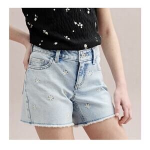 SO Light Wash Daisy Mid Rise Super Stretch Midi Jean Girls’ Denim Shorts Size 16